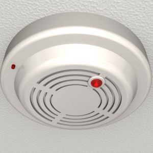 close-up view of a domestic ceiling-mounted smoke detector