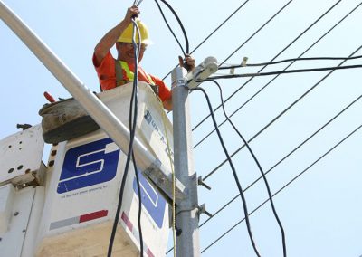 electrical worker working on power lines
